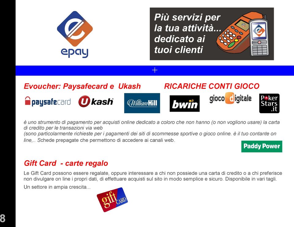 . Schede prepagate che permettono di accedere ai canali web.