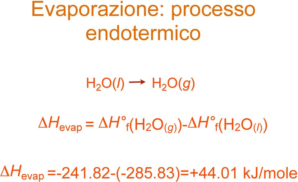 evap = ΔH f (H2O(g))-ΔH f