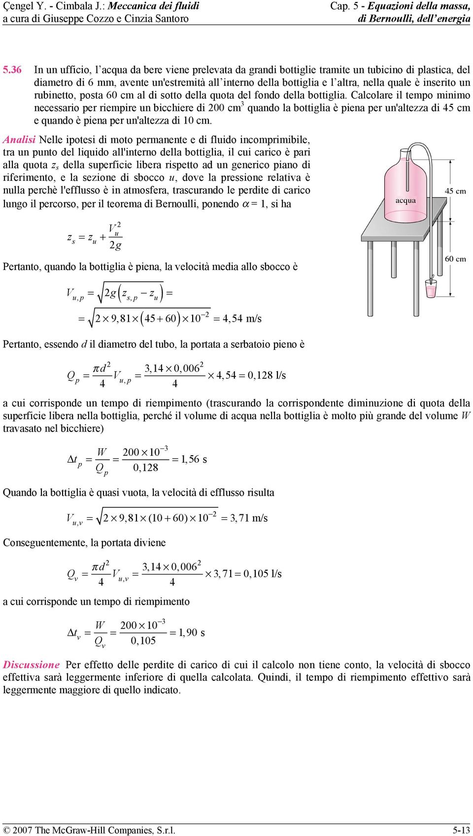 Calcolare il tempo minimo necessario per riempire un bicchiere di 00 cm 3 quando la bottiglia è piena per un'altezza di 5 cm e quando è piena per un'altezza di 0 cm.