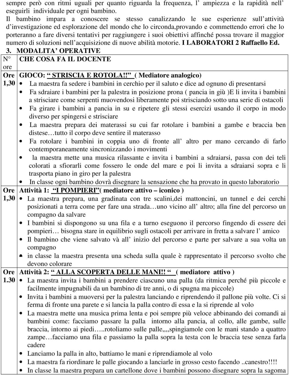 diversi tentativi per raggiungere i suoi obiettivi affinché possa trovare il maggior numero di soluzioni nell acquisizione di nuove abilità motorie. I LABORATORI 2 Raffaello Ed. 3.