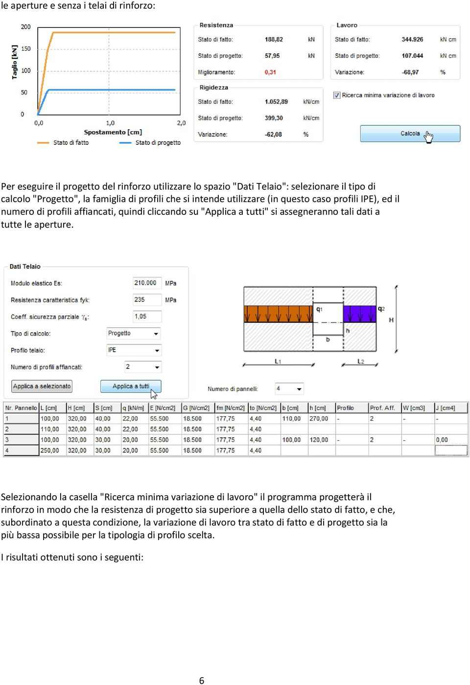 Selezionando la casella "Ricerca minima variazione di lavoro" il programma progetterà il rinforzo in modo che la resistenza di progetto sia superiore a quella dello stato di fatto, e
