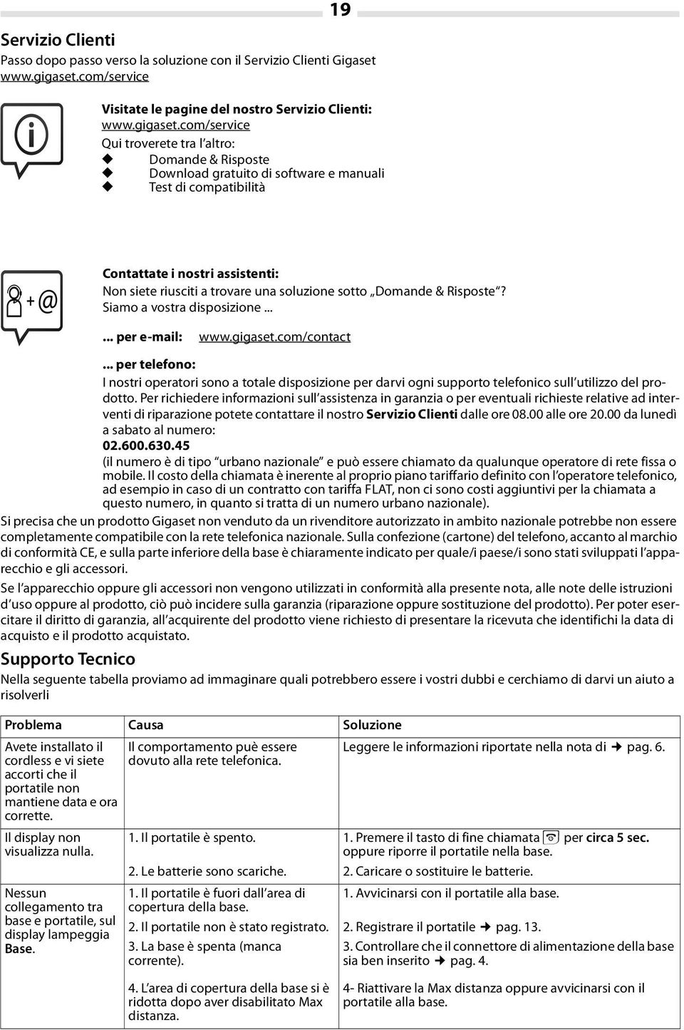 com/service Qui troverete tra l altro: Domande & Risposte Download gratuito di software e manuali Test di compatibilità Contattate i nostri assistenti: Non siete riusciti a trovare una soluzione