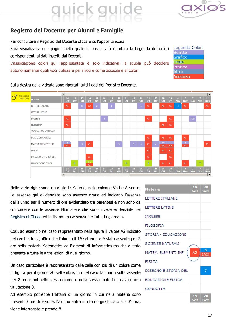 L associazione colori qui rappresentata è solo indicativa, la scuola può decidere autonomamente quali voci utilizzare per i voti e come associarle ai colori.