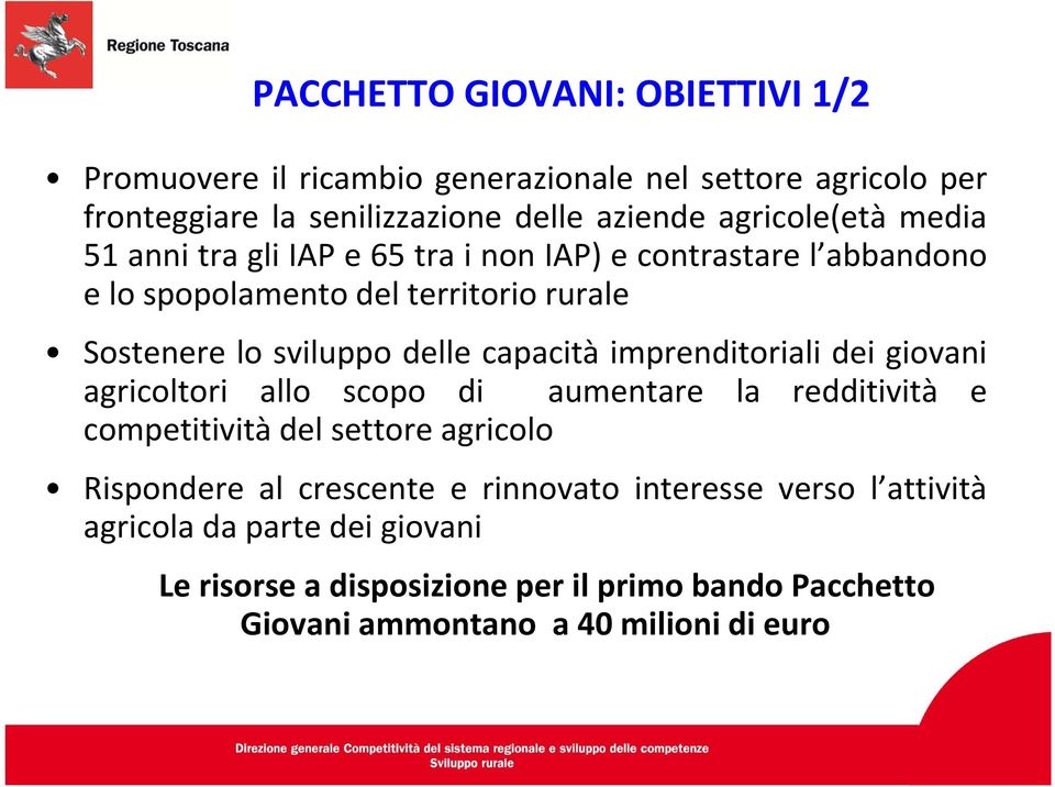 delle capacità imprenditoriali dei giovani agricoltori allo scopo di aumentare la redditività e competitività del settore agricolo Rispondere al