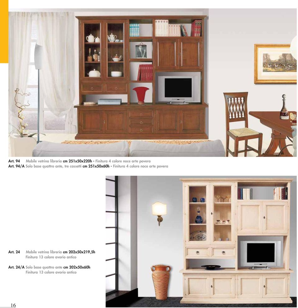 24 Mobile vetrina libreria cm 202x50x219,5h Finitura 13 colore