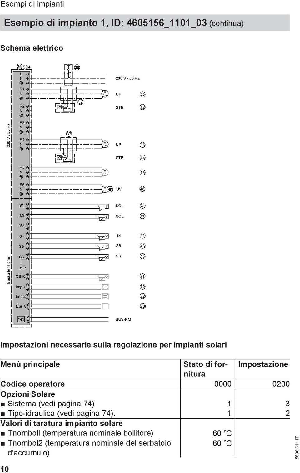 .. S12 CS10 Imp 1 71 72 Imp 2 Bus V 72 73 145 BUS-KM Impostazioni necessarie sulla regolazione per impianti solari Menù principale Stato di fornitura Impostazione Codice