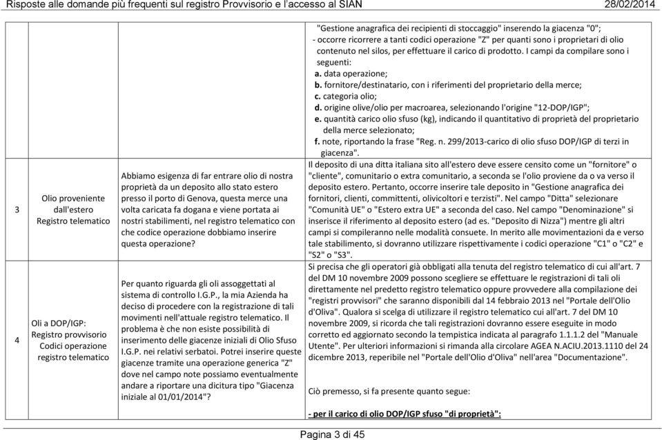 questa operazione? Per quanto riguarda gli oli assoggettati al sistema di controllo I.G.P., la mia Azienda ha deciso di procedere con la registrazione di tali movimenti nell'attuale registro telematico.