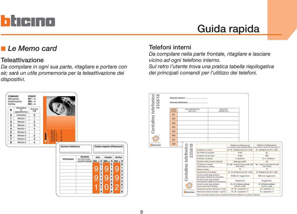 Sul retro l utente trova una pratica tabella riepilogativa dei principali comandi per l utilizzo dei telefoni. Centralino telefonico art.