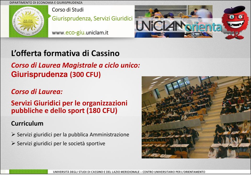 organizzazioni pubbliche e dello sport (180 CFU) Curriculum Servizi