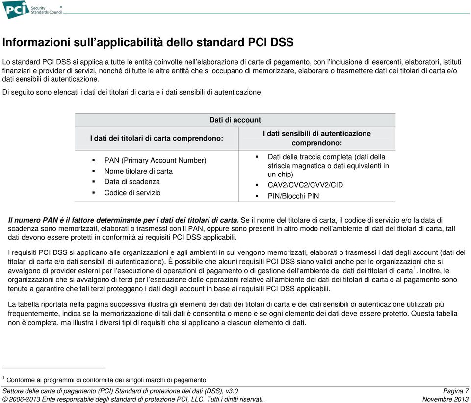 Di seguito sono elencati i dati dei titolari di carta e i dati sensibili di autenticazione: Dati di account I dati dei titolari di carta comprendono: PAN (Primary Account Number) Nome titolare di