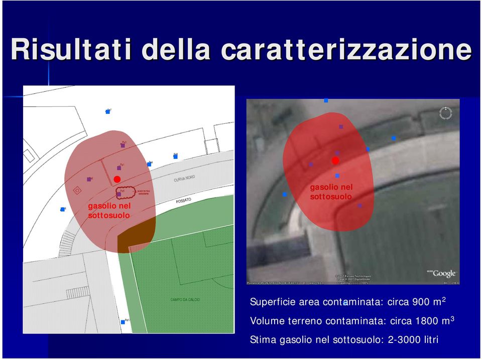 contaminata: circa 900 m 2 Volume terreno