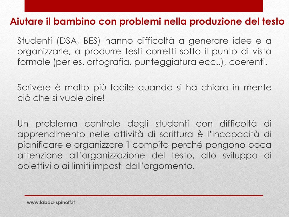 Scrivere è molto più facile quando si ha chiaro in mente ciò che si vuole dire!