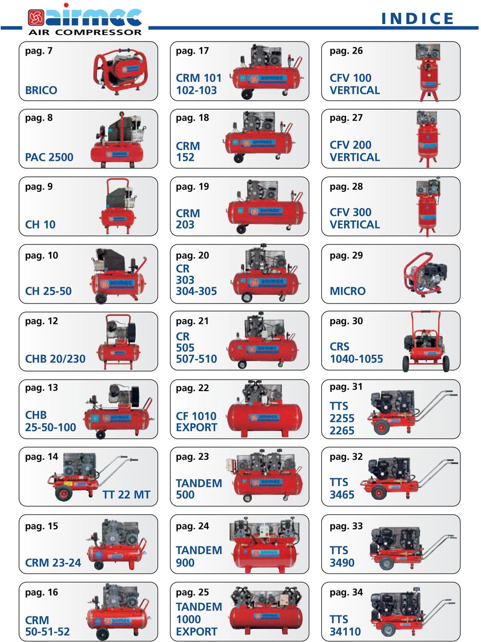 21 CR 505 507-510 pag. 30 CRS 1040-1055 pag. 13 C 25-50-100 pag. 22 CF 1010 EXPORT pag. 31 TTS 2255 2265 pag. 14 pag. 23 pag.