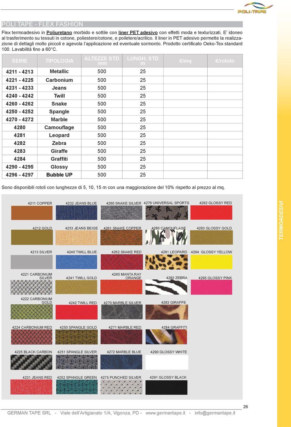 Il liner in PET adesivo perette la realizzazione di dettagli olto piccoli e agevola l applicazione ed eventuale soronto. Prodotto certificato Oeko-Tex standard 100. Lavabilità fino a 60 C.