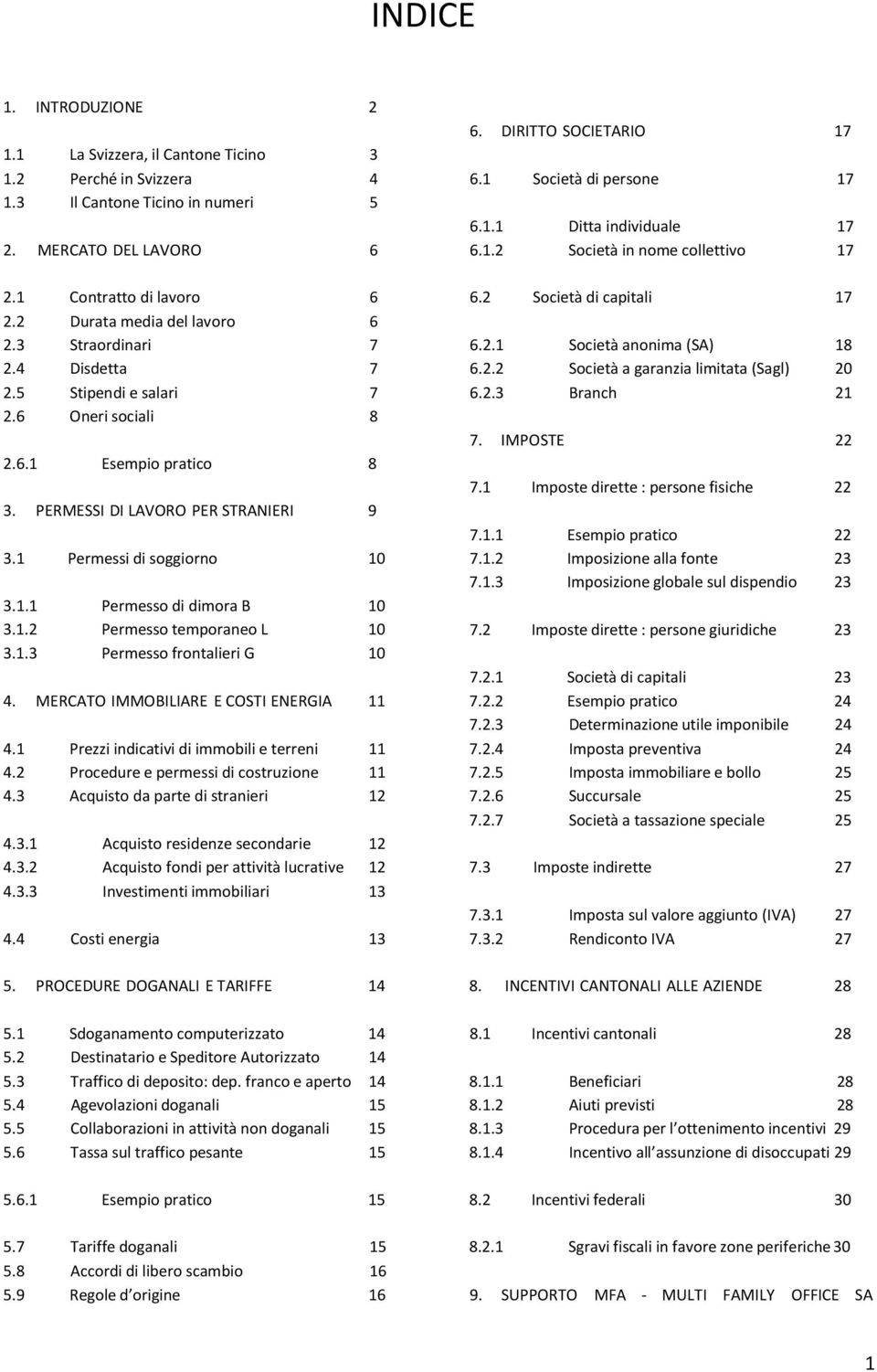 4 Disdetta 7 6.2.2 Società a garanzia limitata (Sagl) 20 2.5 Stipendi e salari 7 6.2.3 Branch 21 2.6 Oneri sociali 8 7. IMPOSTE 22 2.6.1 Esempio pratico 8 7.1 Imposte dirette : persone fisiche 22 3.
