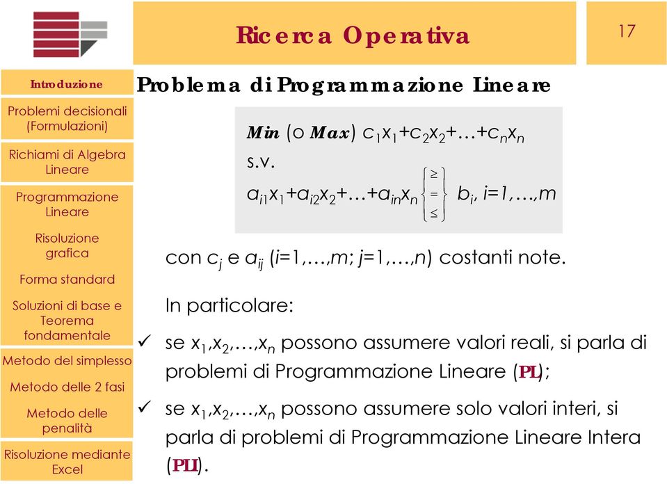 note. In particolare: se x 1,x 2,,x n possono assumere valori reali, si parla di