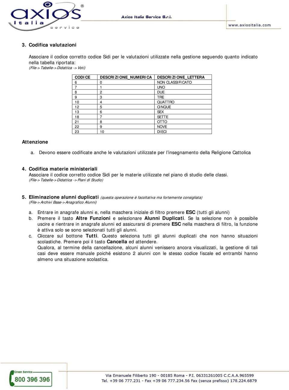 Devono essere codificate anche le valutazioni utilizzate per l insegnamento della Religione Cattolica 4.