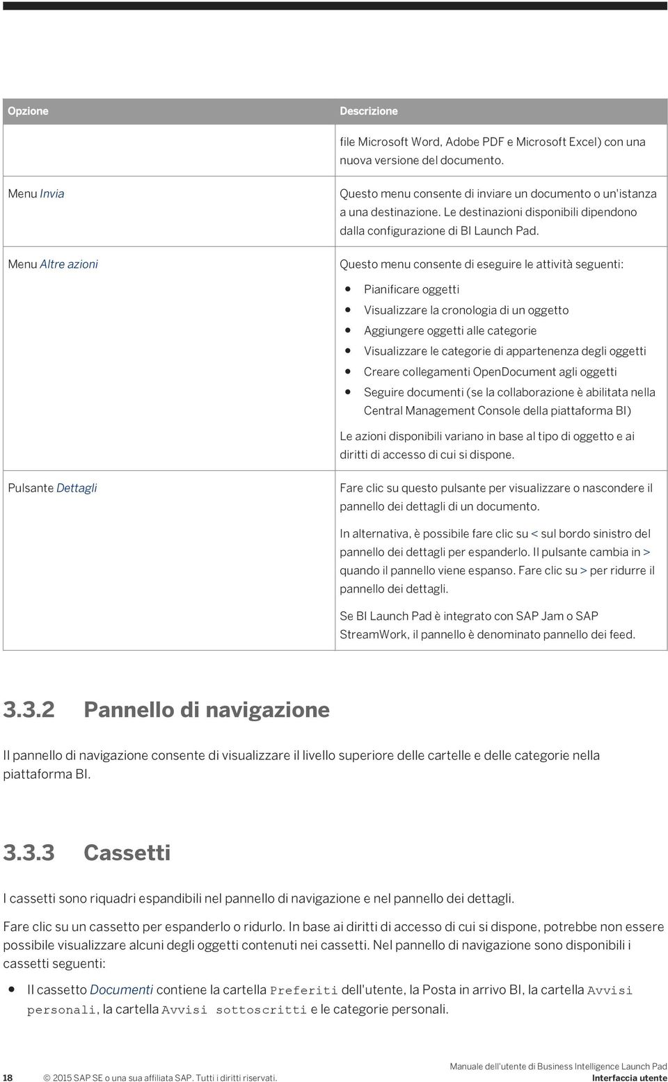 Questo menu consente di eseguire le attività seguenti: Pianificare oggetti Visualizzare la cronologia di un oggetto Aggiungere oggetti alle categorie Visualizzare le categorie di appartenenza degli