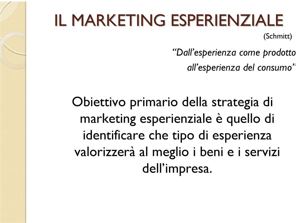 strategia di marketing esperienziale è quello di identificare