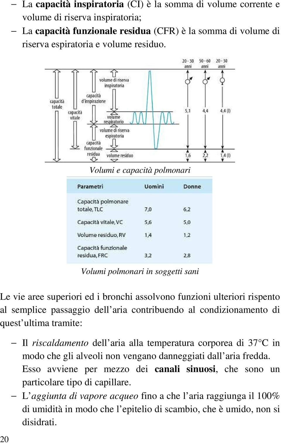 condizionamento di quest ultima tramite: 20 Il riscaldamento dell aria alla temperatura corporea di 37 C in modo che gli alveoli non vengano danneggiati dall aria fredda.