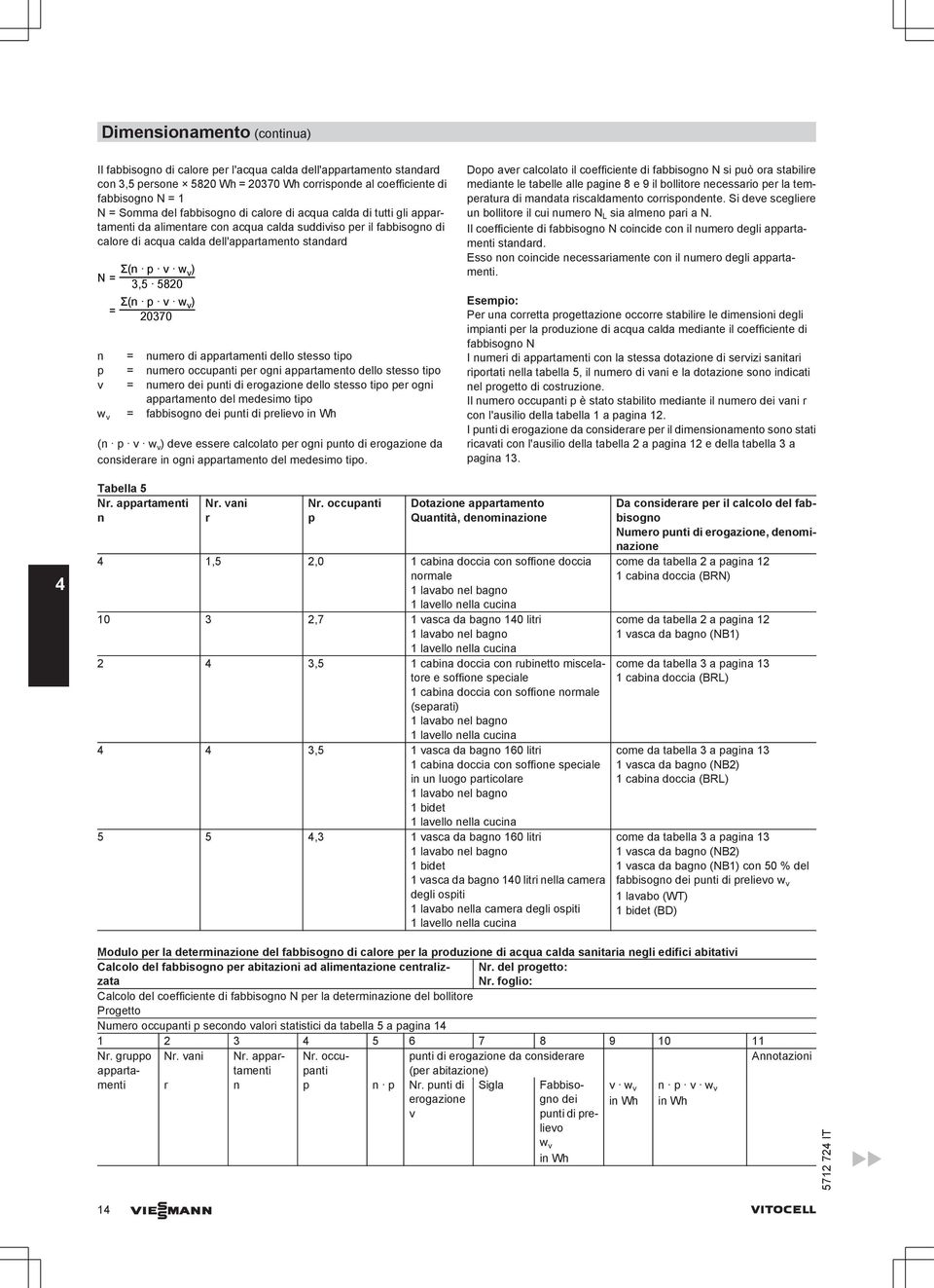 = Σ(n p v w v ) 20370 n = numero di appartamenti dello stesso tipo p = numero occupanti per ogni appartamento dello stesso tipo v = numero dei punti di erogazione dello stesso tipo per ogni