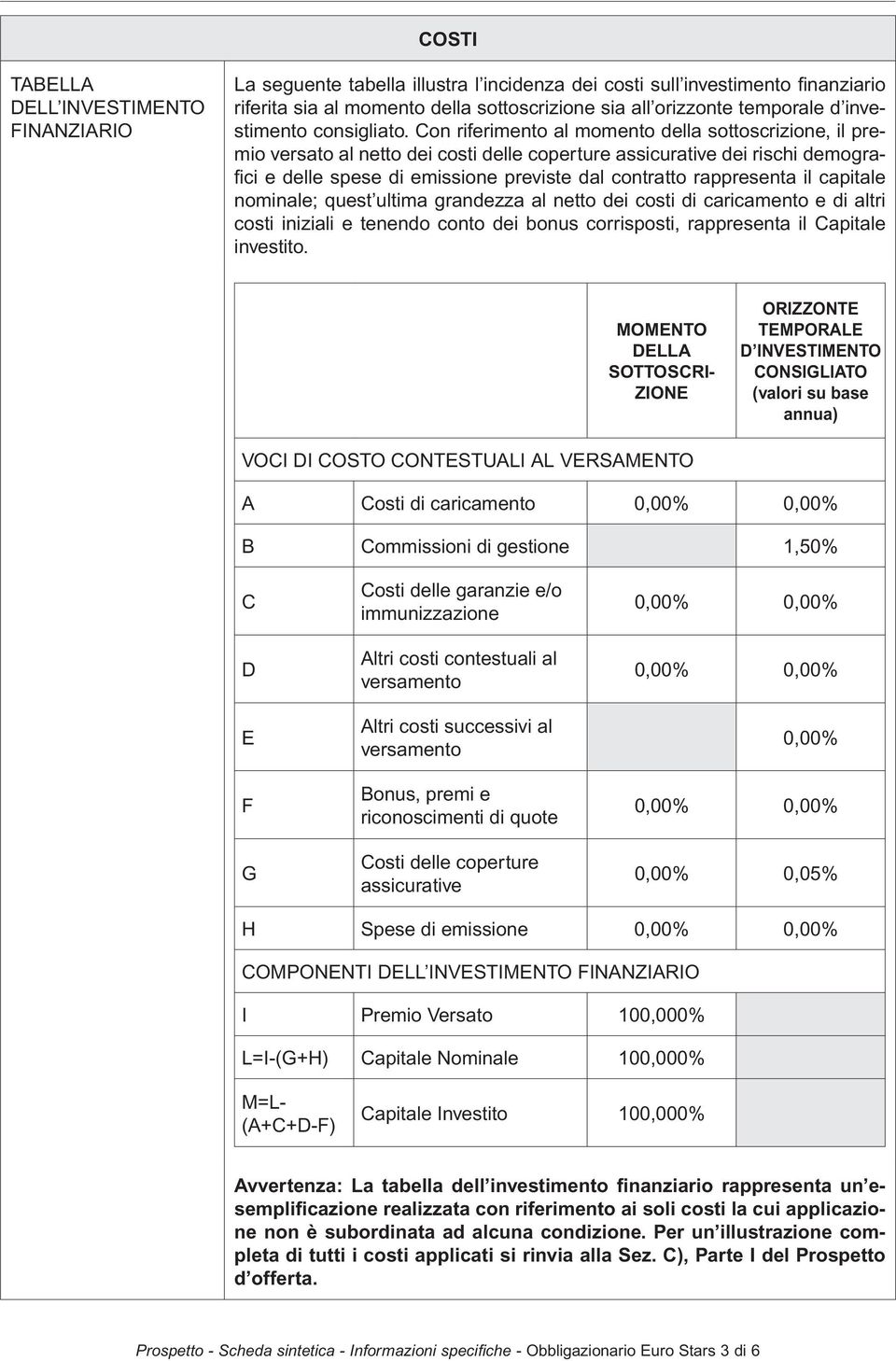 Con riferimento al momento della sottoscrizione, il premio versato al netto dei costi delle coperture assicurative dei rischi demografi ci e delle spese di emissione previste dal contratto