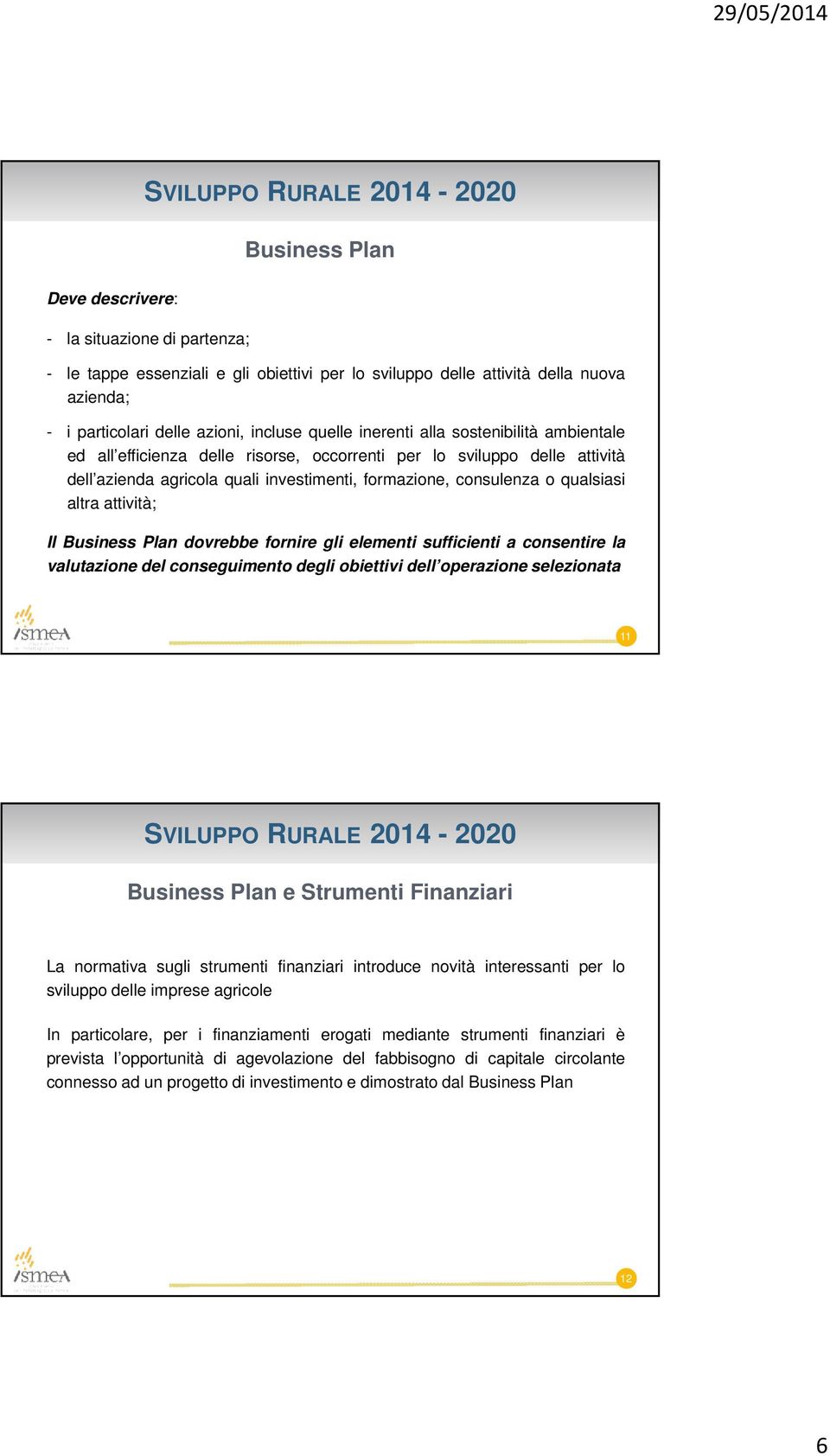 attività; Il Business Plan dovrebbe fornire gli elementi sufficienti a consentire la valutazione del conseguimento degli obiettivi dell operazione selezionata 11 Business Plan e Strumenti Finanziari