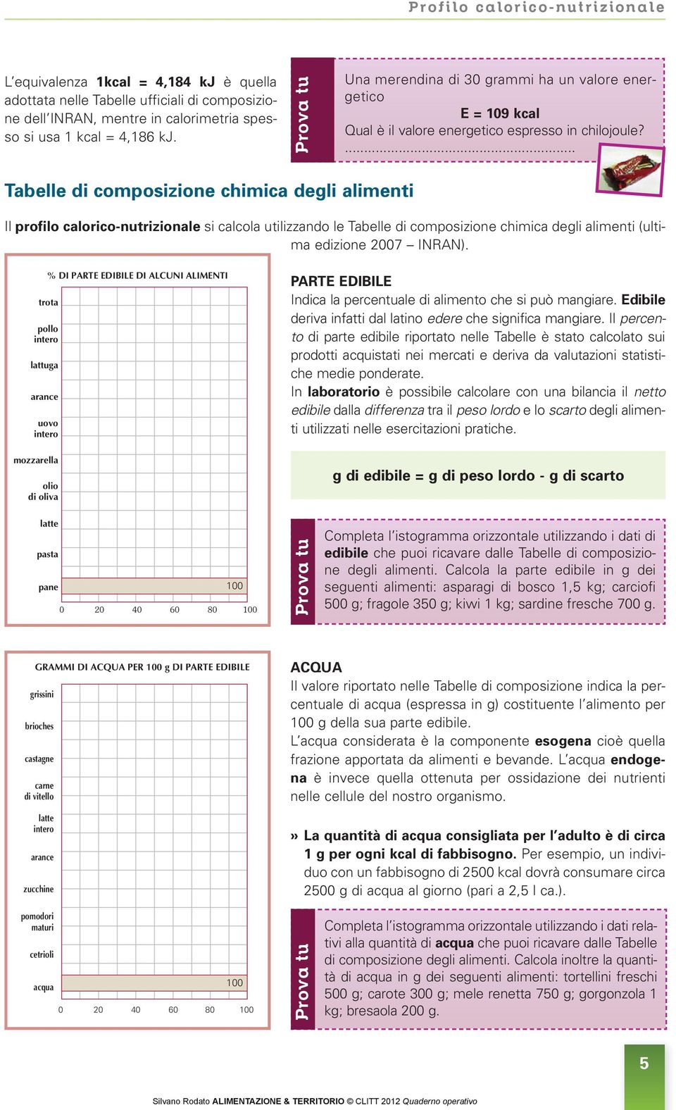 ... Tabelle di composizione chimica degli alimenti Il profilo calorico-nutrizionale si calcola utilizzando le Tabelle di composizione chimica degli alimenti (ultima edizione 2007 INRAN).