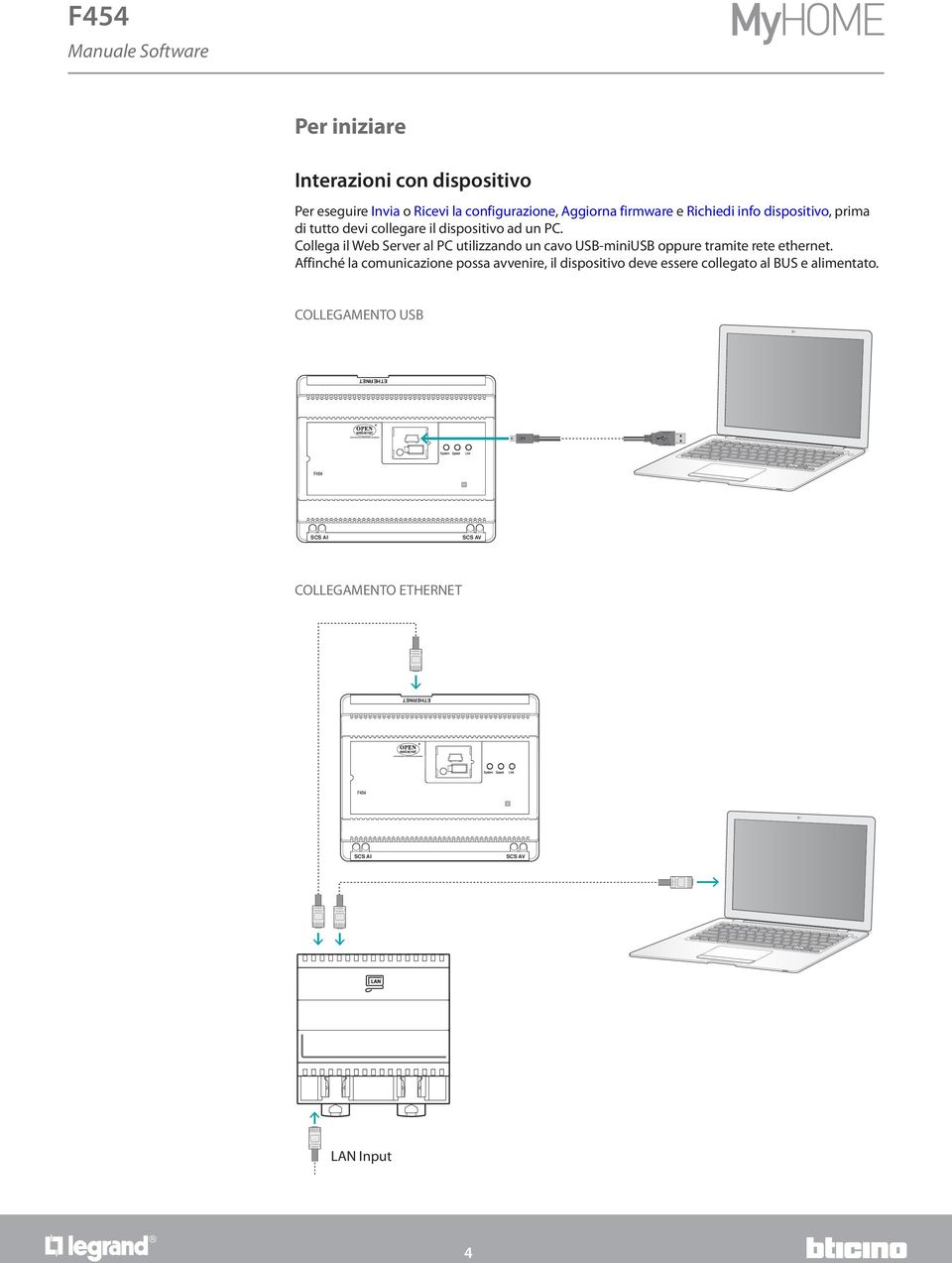 Collega il Web Server al PC utilizzando un cavo USB-miniUSB oppure tramite rete ethernet.