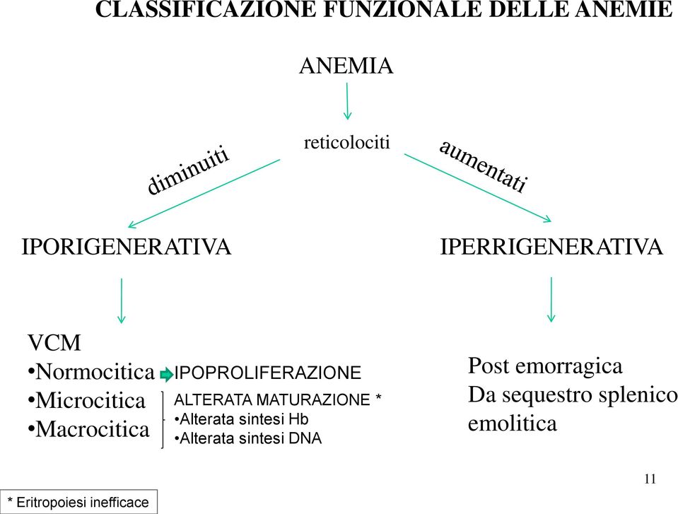 IPOPROLIFERAZIONE ALTERATA MATURAZIONE * Alterata sintesi Hb Alterata