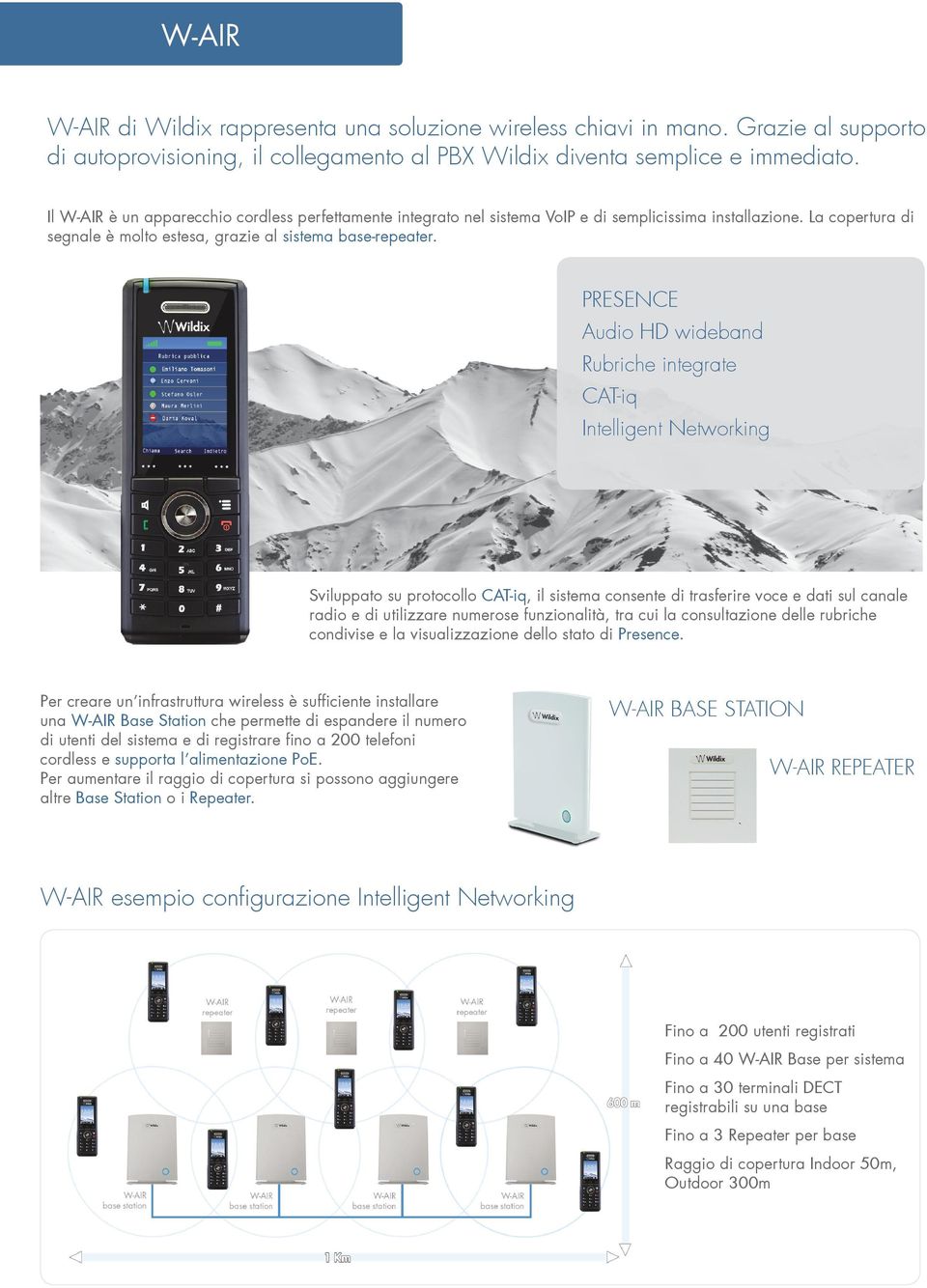 PRESENCE Audio HD wideband Rubriche integrate CAT-iq Intelligent Networking Sviluppato su protocollo CAT-iq, il sistema consente di trasferire voce e dati sul canale radio e di utilizzare numerose