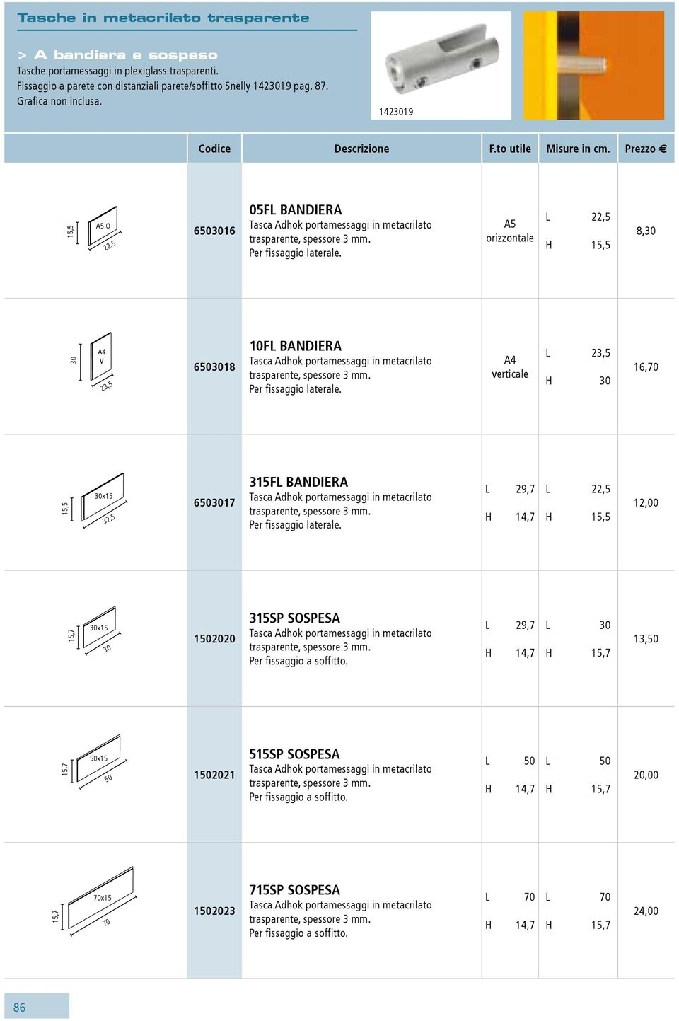 1423019,5 O 22,5 6503016 05fl bandiera L 22,5 H,5 8,30 30 23,5 6503018 10fl bandiera L 23,5 H 30 16,70,5 30x 32,5 6503017 3fl bandiera L 29,7