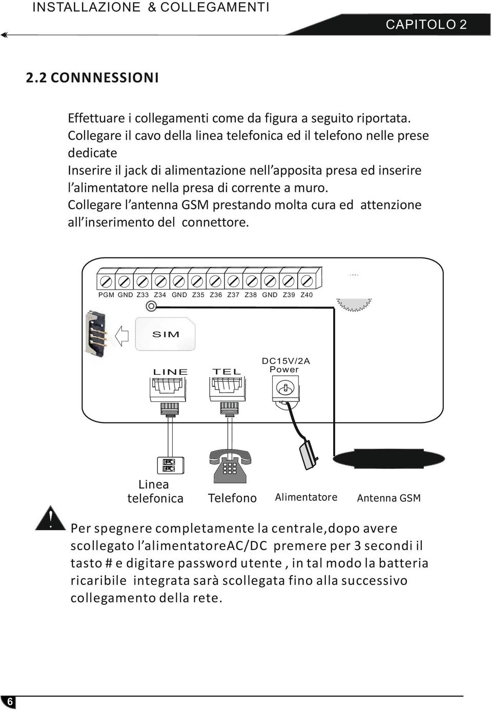 Collegare l antenna GSM prestando molta cura ed attenzione all inserimento del connettore.