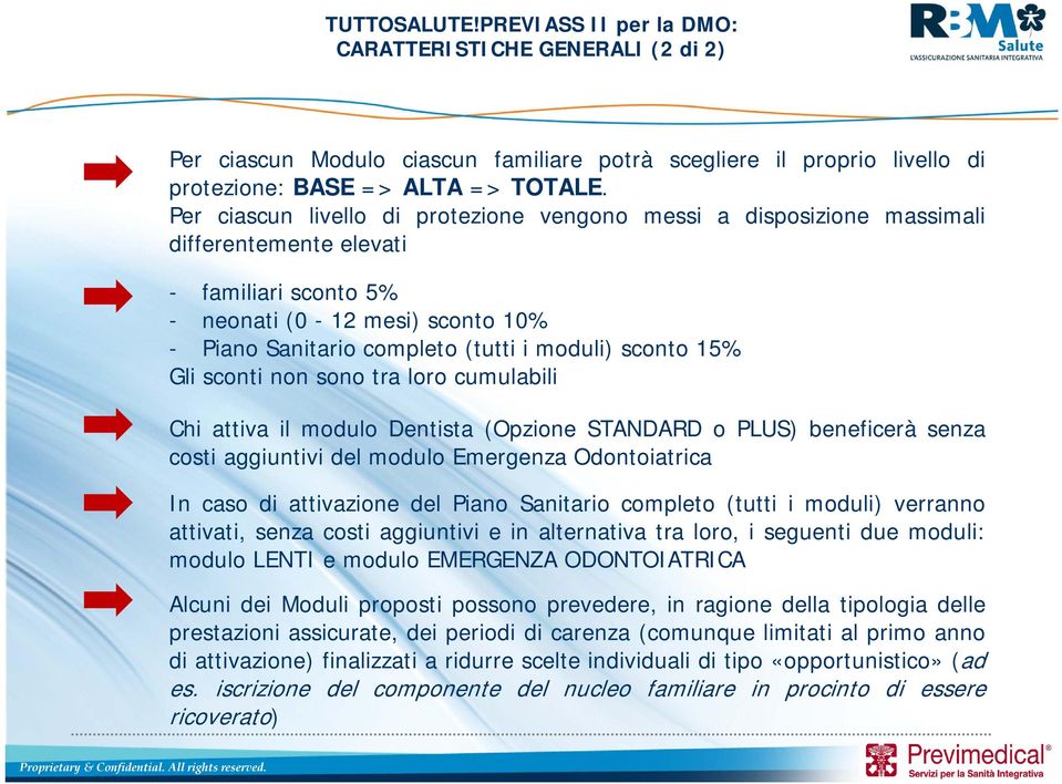 sconto 15% Gli sconti non sono tra loro cumulabili Chi attiva il modulo Dentista (Opzione STANDARD o PLUS) beneficerà senza costi aggiuntivi del modulo Emergenza Odontoiatrica In caso di attivazione