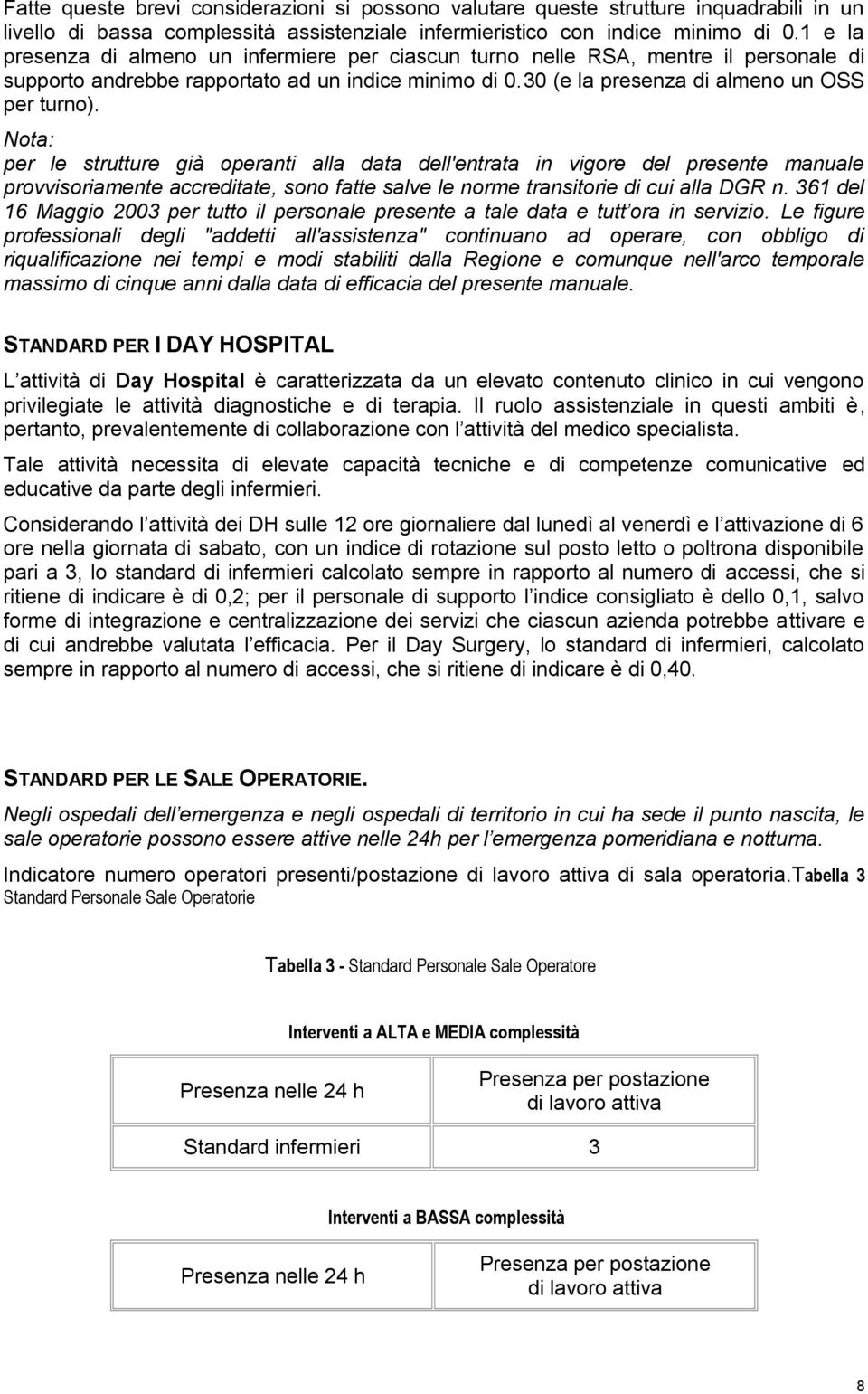 Nota: per le strutture già operanti alla data dell'entrata in vigore del presente manuale provvisoriamente accreditate, sono fatte salve le norme transitorie di cui alla DGR n.