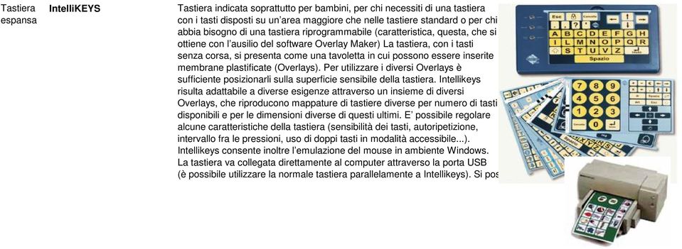 inserite membrane plastificate (Overlays). Per utilizzare i diversi Overlays è sufficiente posizionarli sulla superficie sensibile della tastiera.