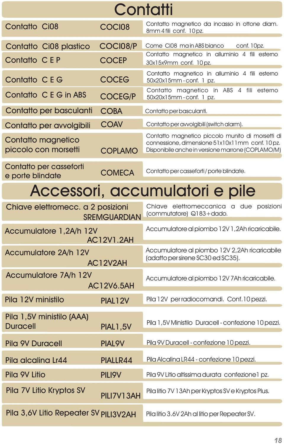 COAV COPLAMO Contatto magnetico in alluminio 4 fili esterno 30x15x9mm conf. 10 pz. Contatto magnetico in alluminio 4 fili esterno 50x20x15mm - conf. 1 pz. Contatto per basculanti.