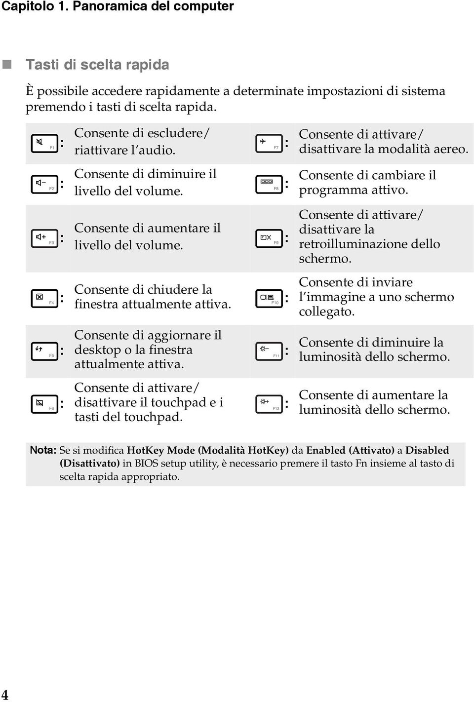 : Consente di aumentare il livello del volume. : Consente di attivare/ disattivare la retroilluminazione dello schermo. : Consente di chiudere la finestra attualmente attiva.