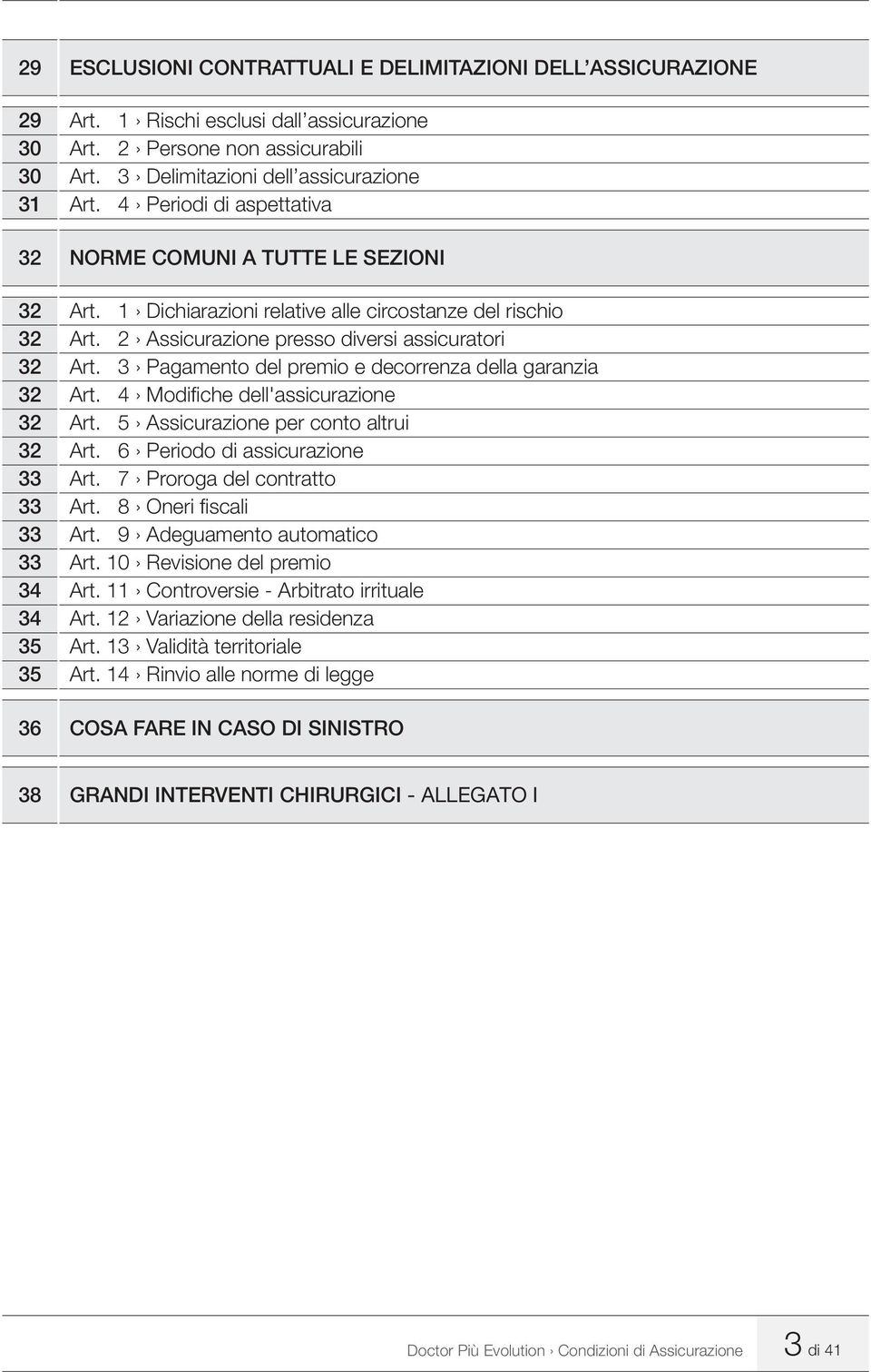 3 Pagamento del premio e decorrenza della garanzia 32 Art. 4 Modifi che dell'assicurazione 32 Art. 5 Assicurazione per conto altrui 32 Art. 6 Periodo di assicurazione 33 Art.