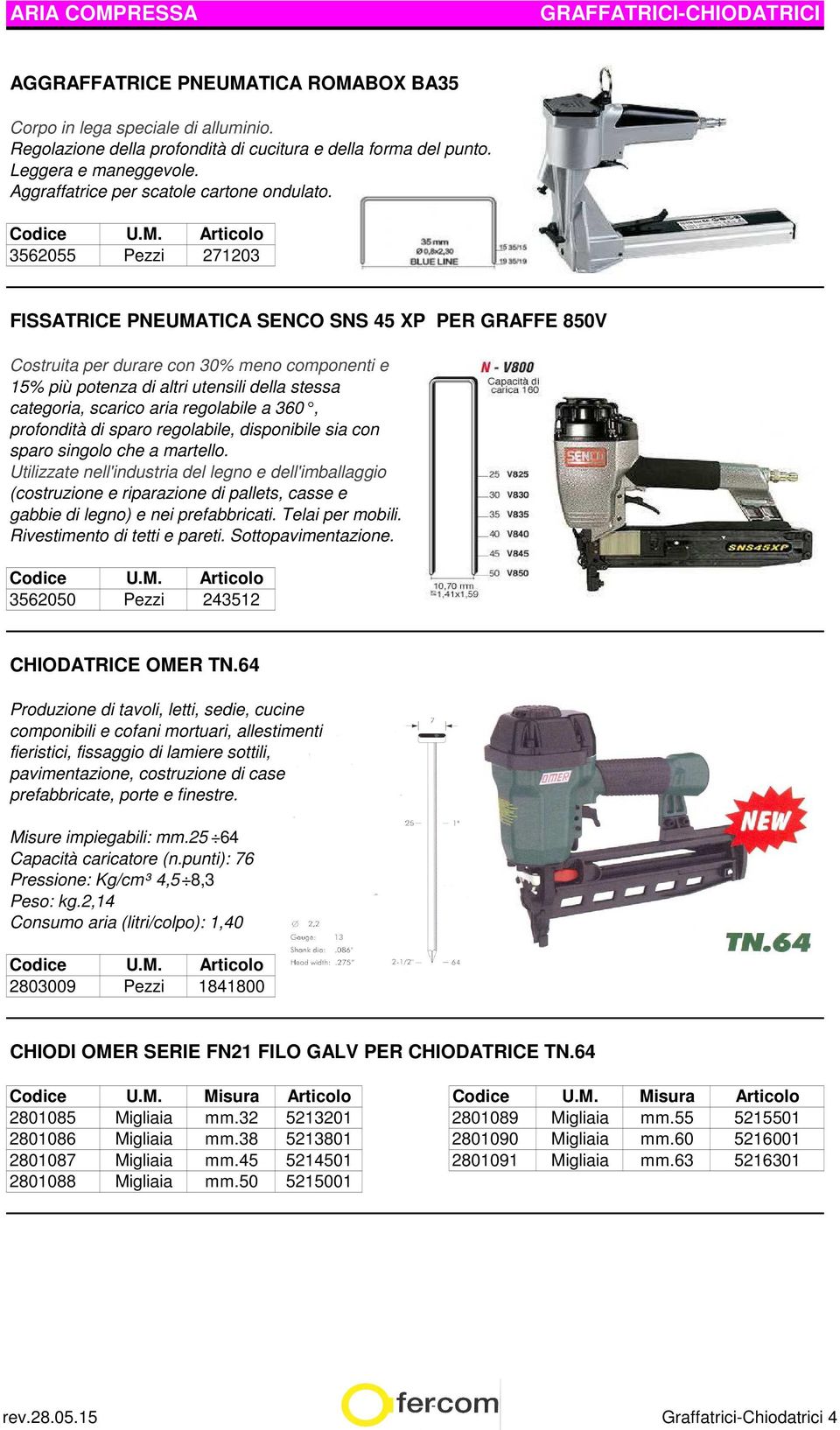 3562055 Pezzi 271203 FISSATRICE PNEUMATICA SENCO SNS 45 XP PER GRAFFE 850V Costruita per durare con 30% meno componenti e 15% più potenza di altri utensili della stessa categoria, scarico aria