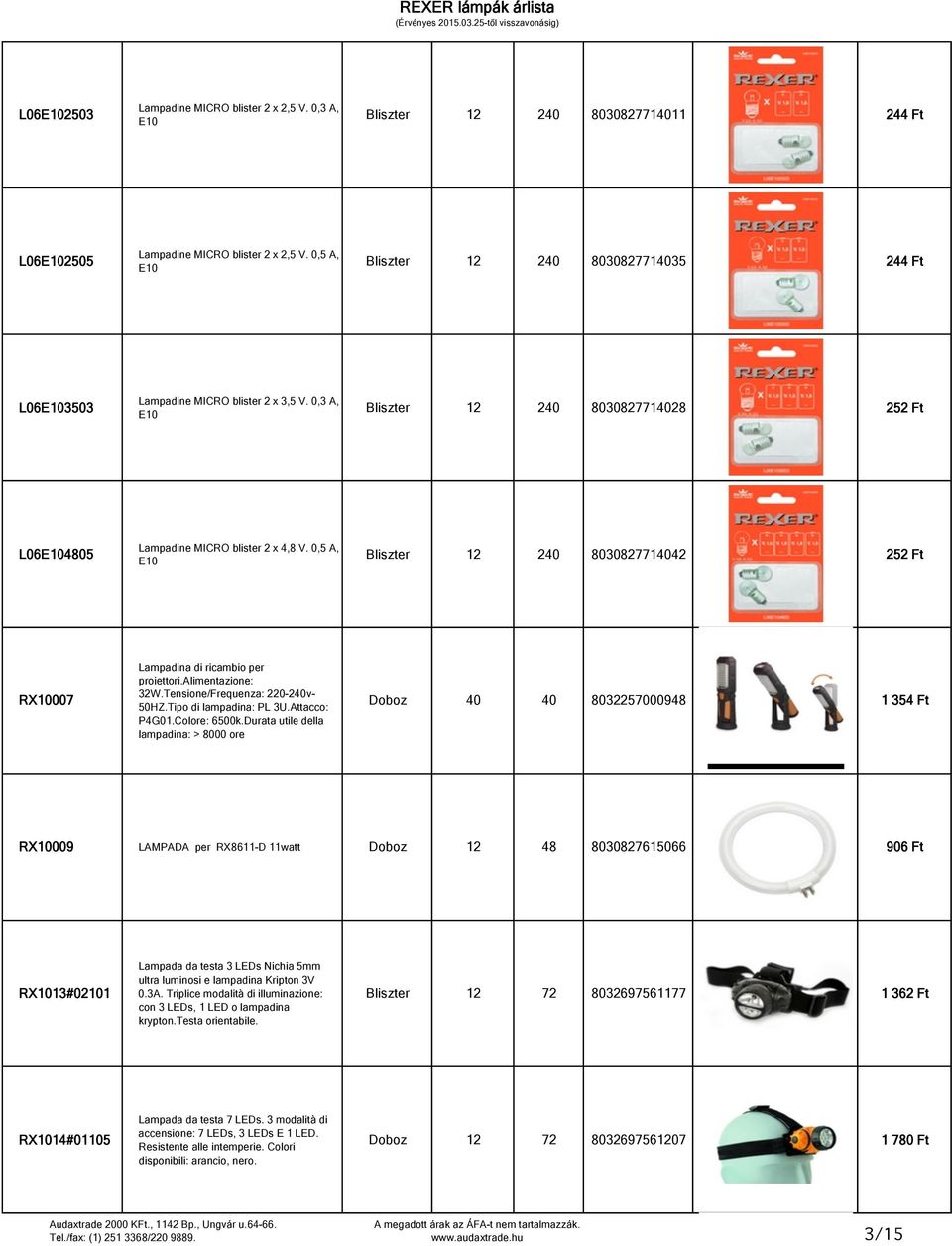 0,5 A, E10 Bliszter 12 240 8030827714042 252 Ft RX10007 Lampadina di ricambio per proiettori.alimentazione: 32W.Tensione/Frequenza: 220-240v- 50HZ.Tipo di lampadina: PL 3U.Attacco: P4G01.