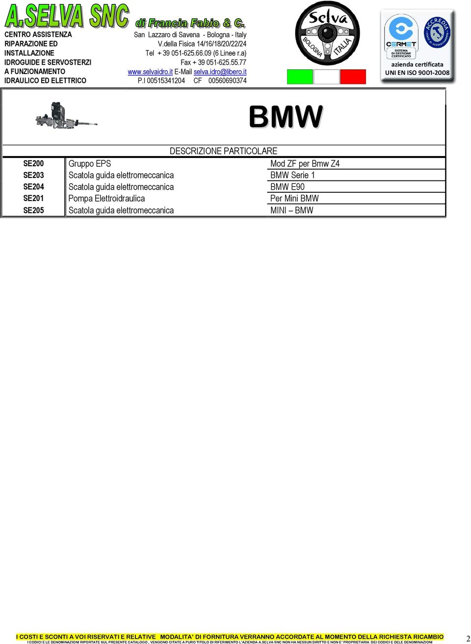 Scatola guida elettromeccanica BMW E90 SE201 Pompa