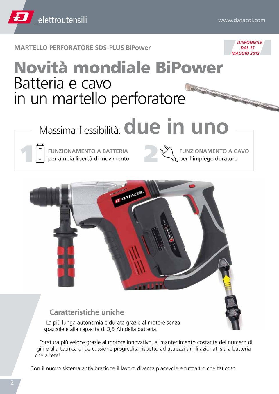 senza spazzole e alla capacità di 3,5 Ah della batteria.