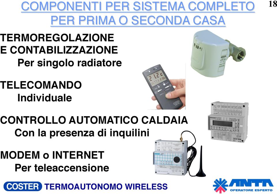 TELECOMANDO Individuale CONTROLLO AUTOMATICO CALDAIA Con la