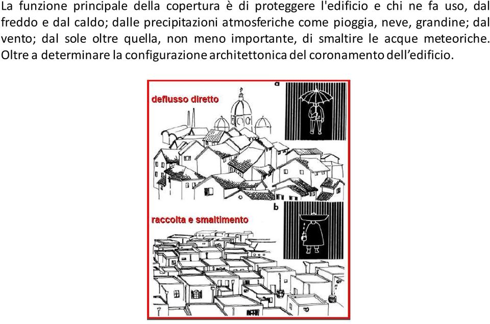 grandine; dal vento; dal sole oltre quella, non meno importante, di smaltire le acque