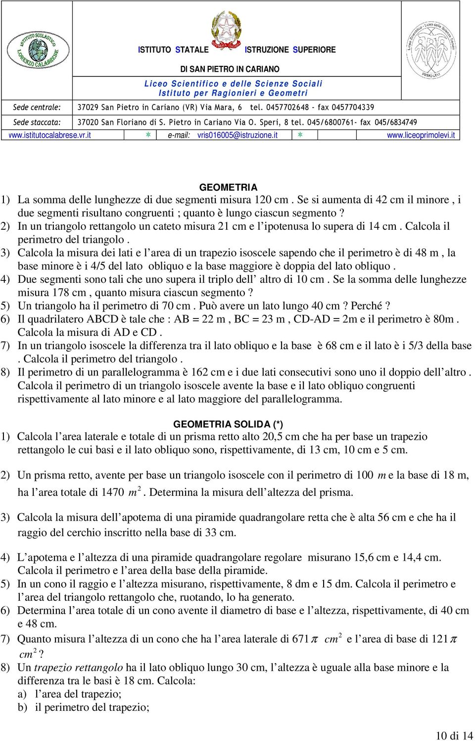 Calcola il perimetro del triangolo.