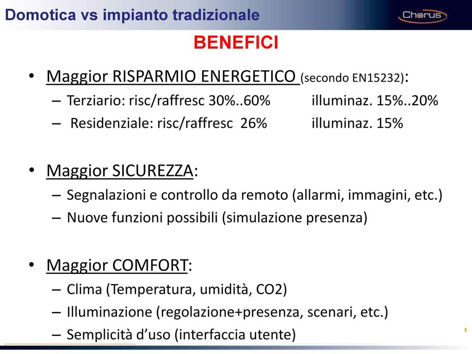 15% Maggior SICUREZZA: Segnalazioni e controllo da remoto (allarmi, immagini, etc.