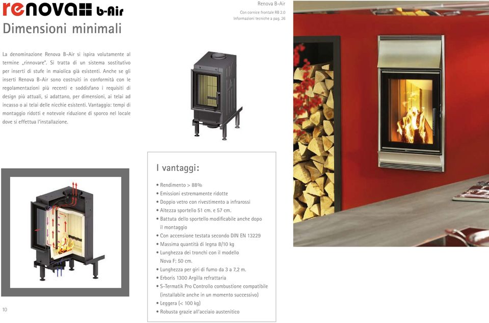 Anche se gli Classic inserti Renova B-Air sono costruiti in conformità con le regolamentazioni più recenti e soddisfano i requisiti di design più attuali, si adattano, per dimensioni, ai telai ad