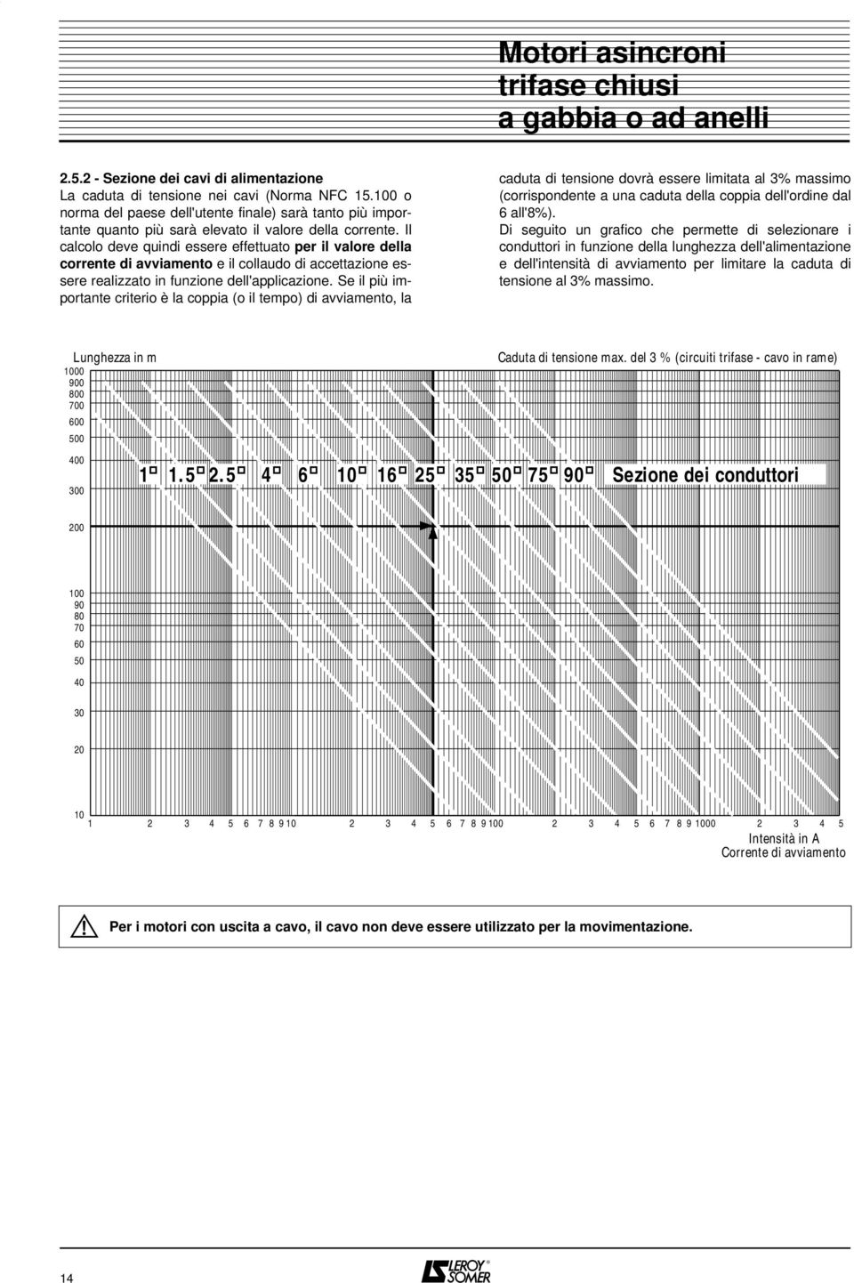 Il calcolo deve quindi essere effettuato per il valore della corrente di avviamento e il collaudo di accettazione essere realizzato in funzione dell'applicazione.