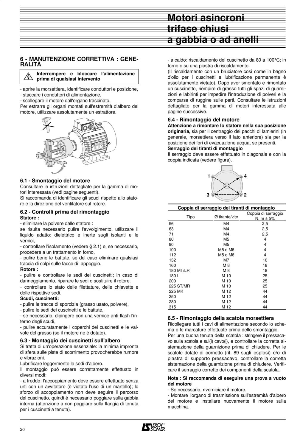 Per estrarre gli organi montati sull'estremità d'albero del motore, utilizzare assolutamente un estrattore.